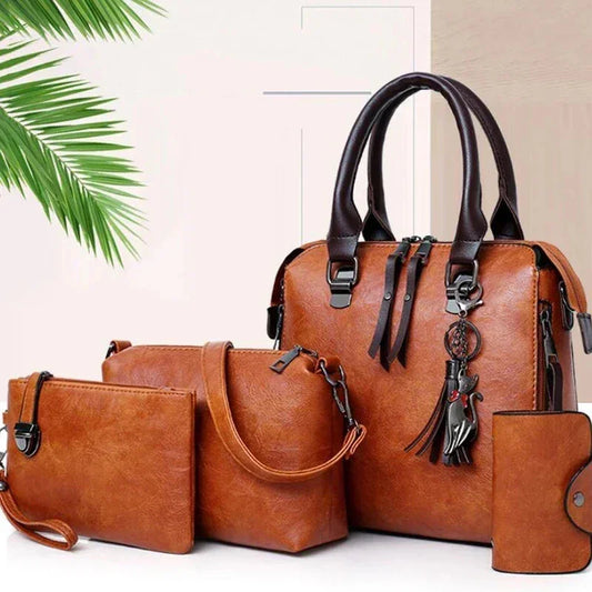 Luxury Leather Shoulder Bag 4pcs/set