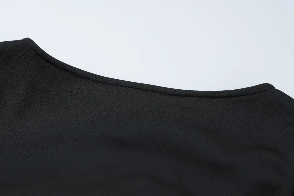 O-Neck Long Sleeves Ruffles Mini Dress