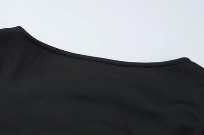 O-Neck Long Sleeves Ruffles Mini Dress