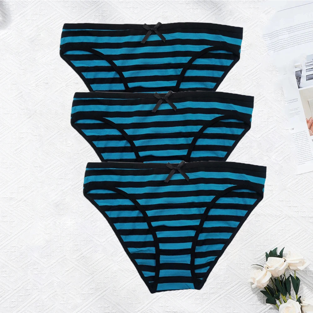 Striped Underwear Plus Size Seamless Panties Cotton Lingerie 3 pcs/lot
