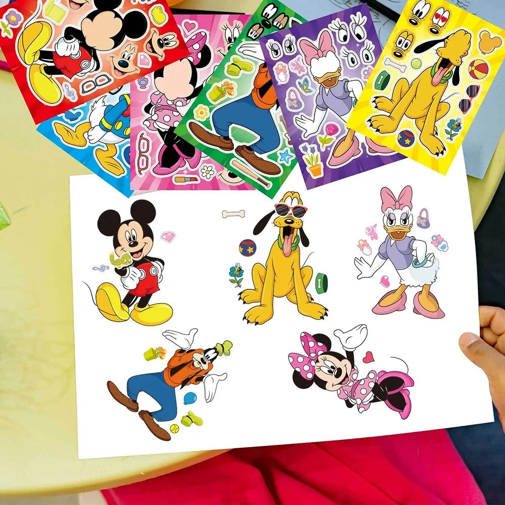 12Sheets Disney Make a Face Puzzle Stickers Mickey Mouse Donald Duck Kids Sticker