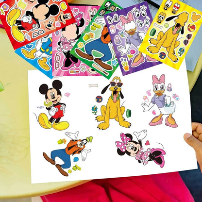 12Sheets Disney Make a Face Puzzle Stickers Mickey Mouse Donald Duck Kids Sticker