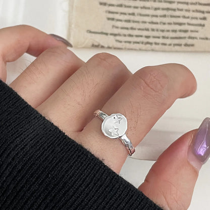 Sam Panda 925 Sterling Silver Simple Vintage Big Ball Ring