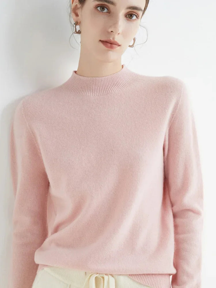 Solid Mock-neck Pullover Sweater