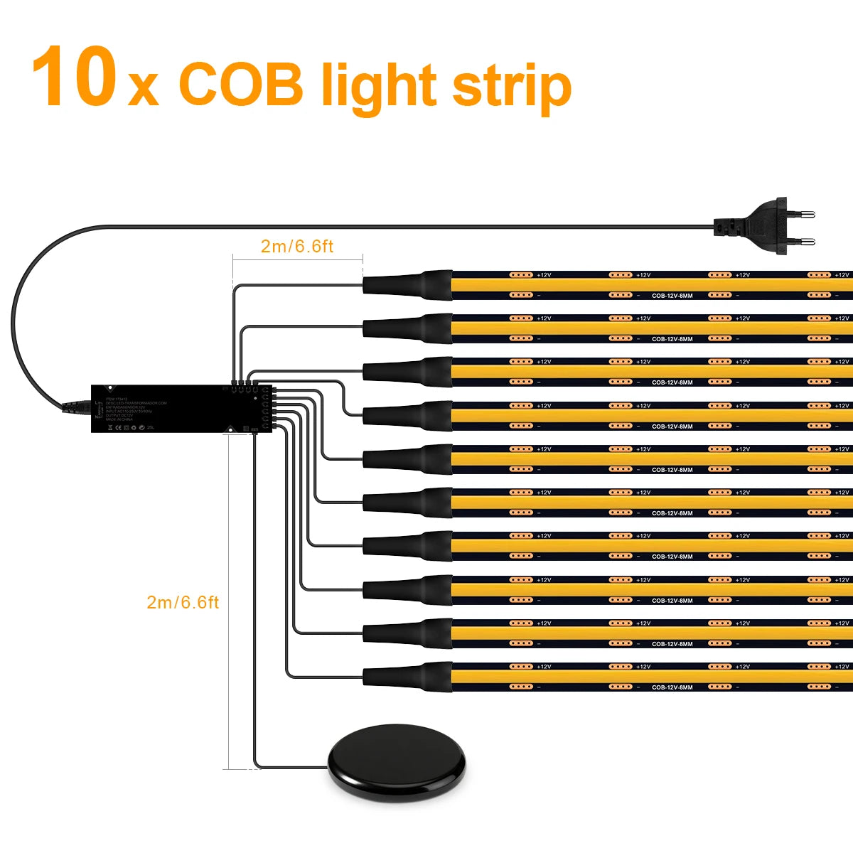 Black PCB FCOB Self-Adhesive COB LED Light Strip
