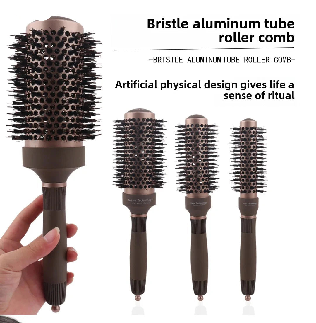 Ceramic Round Barrel Hair Curling Brush Anti Static Round Rolling Brush