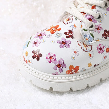 Winter Snow Leather Flower Warm Plush Toddler Non-slip Boots EU 23-31