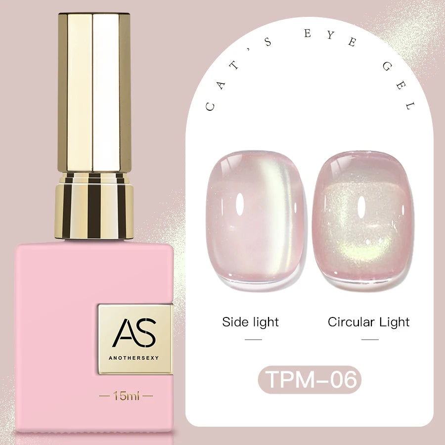 15ml Peachy Whimsy Pink Cat Eye Gel Nail Polish Glitter