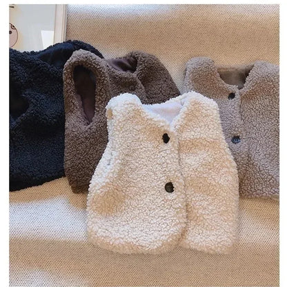 Autumn Winter Baby Plus Velvet Waistcoat Teddy Hair Coat