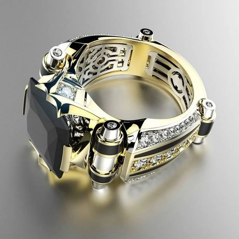 Vintage Gothic Stainless Steel Gold Fidget Ring