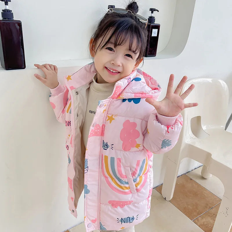 Winter Hooded Windbreaker Coat 2-7 Years Cotton Warm Jackets