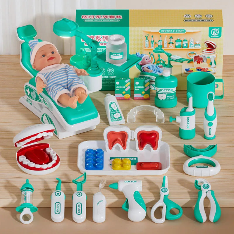 Kids Doctor Play Medical Kit with Dental Tools Simulation Dentist Game Set