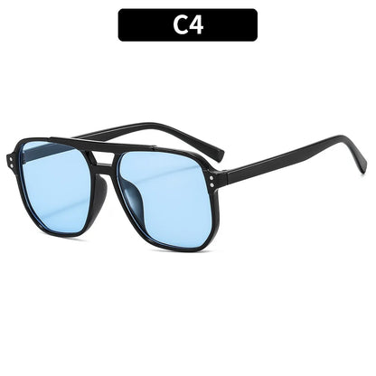 Vintage Square Thick Frame Double Bridges Sunglasses