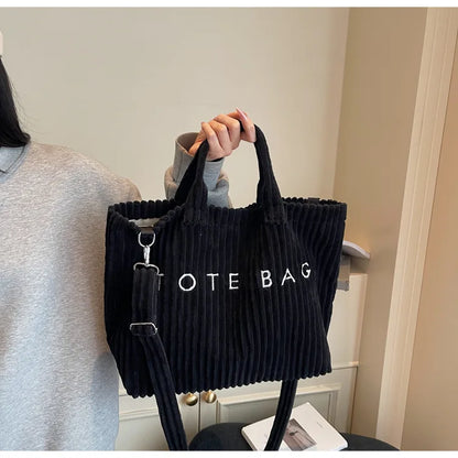 Large Capacity Striped Velvet Handbag Shoulder Crossbody Bags