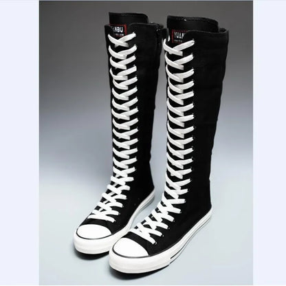 High Top Canvas Korean Long Boot