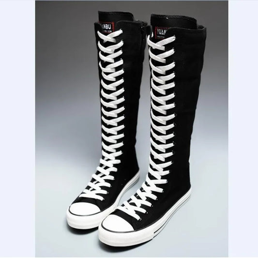 High Top Canvas Korean Long Boot