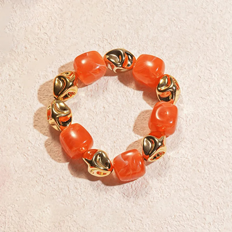 Acrylic Irregular Square Round Beaded Bracelet