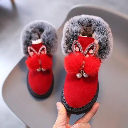 Winter Princess Snow Leather Soft Bottom Kids Boots