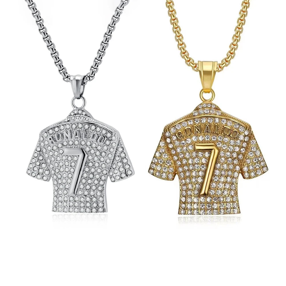 Hip Hop Style Number 7 Jersey Zircon Pendant Alloy Necklace