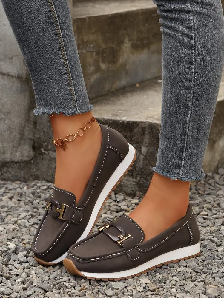 Buckle Low-top Casual Vulcanized Flat Shoes