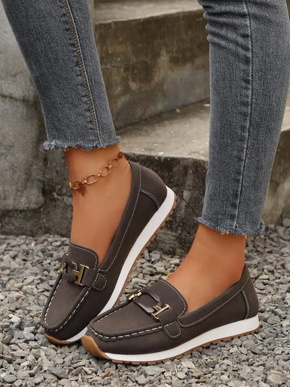 Buckle Low-top Casual Vulcanized Flat Shoes