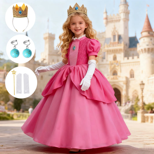 Peach Princess Costume Cosplay Ball Gown Dress
