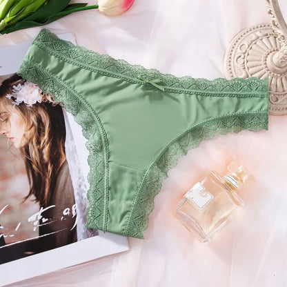 Ice Silk Cotton Crotch Low Waist Lingerie