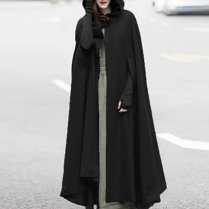 Winter Cloak Hooded Trench Coat Gothic Cape Open Front Cardigan Jacket Coat