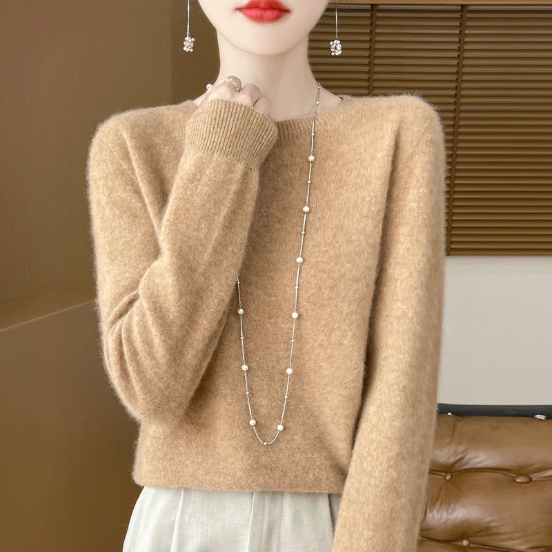Wool Cashmere Pullover O-Neck Long Sleeve