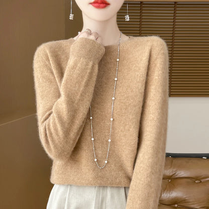 Wool Cashmere Pullover O-Neck Long Sleeve