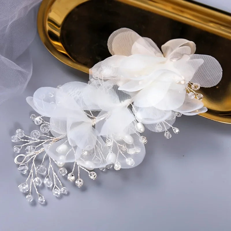 Crystal Flower Hair Handamde Clips