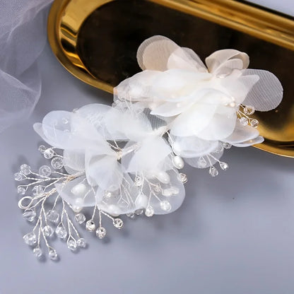 Crystal Flower Hair Handamde Clips