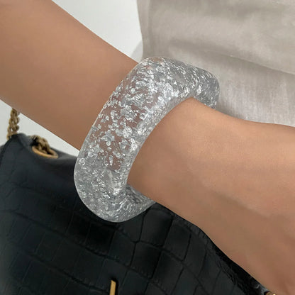 Irregular Acrylic Resin Wide Metal Geometric Bracelet