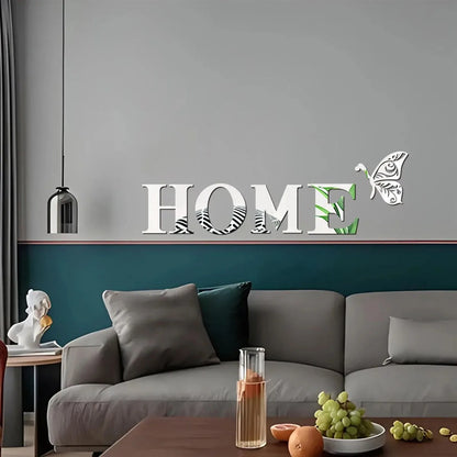 HOME Logo 3D Mirror Wall Sticker Decoration