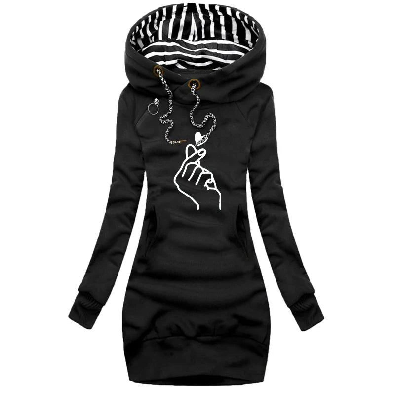 Sweater Long Sleeve Hoodie Dress A