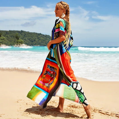 Swimsuit Kaftans Beach Cover Ups Colorful Outfits Dress