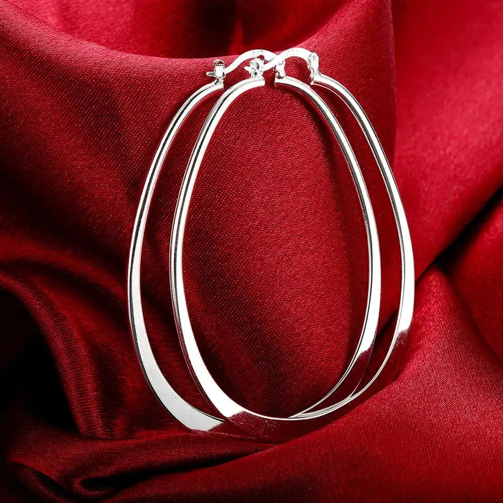 925 Sterling Silver Round Circle Hoop Earrings