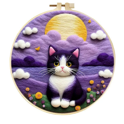 CHENISTORY Diy Poke Wool Felt Animals Cat Wool Needle Felt Set