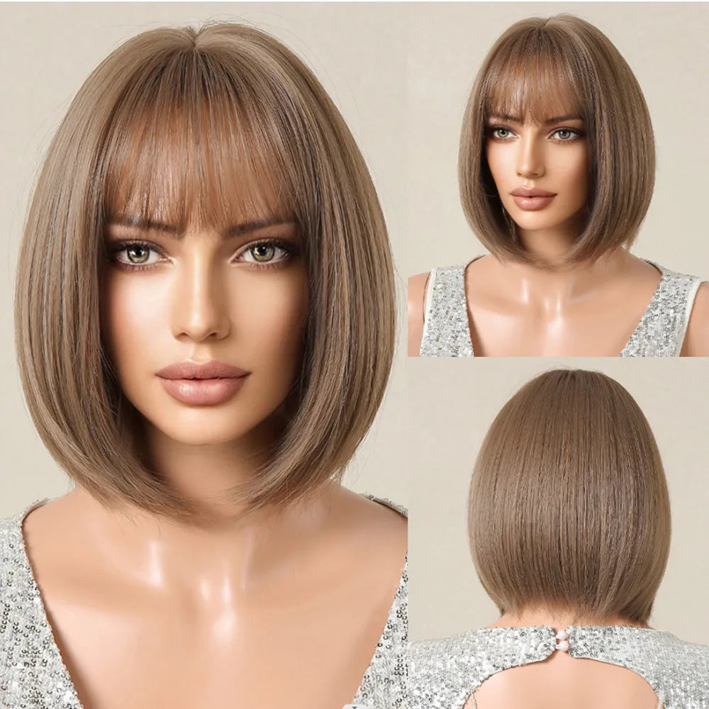 Straight Short Highlights Blonde Hair Wig