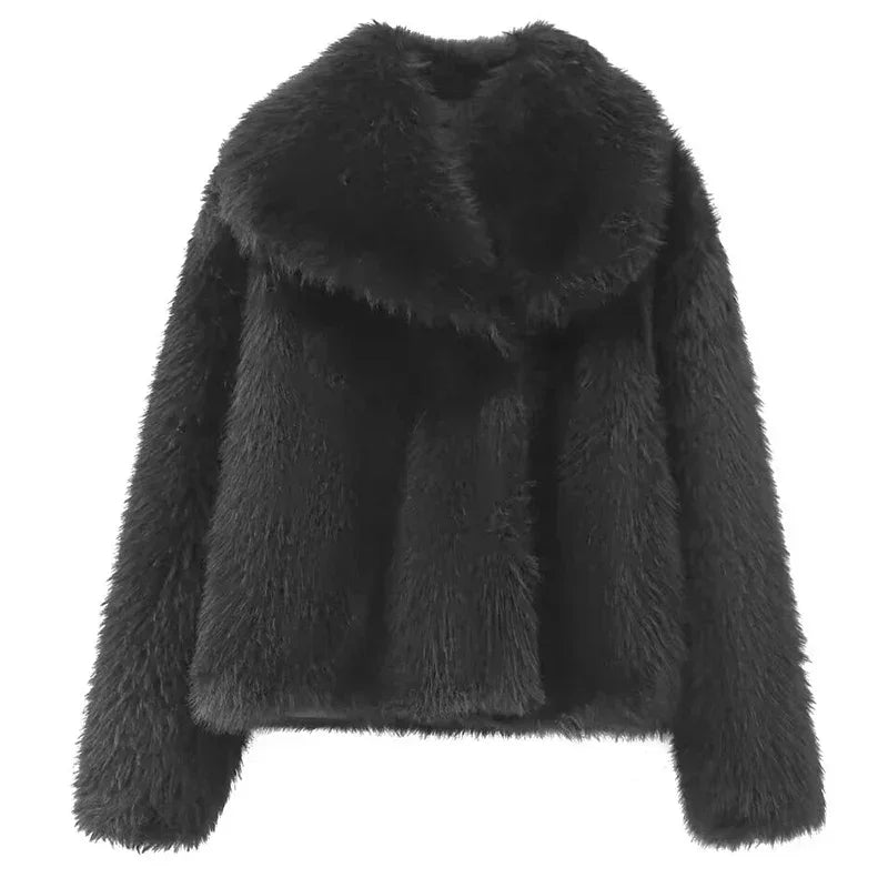 Long Sleeve Fur Casual Coats