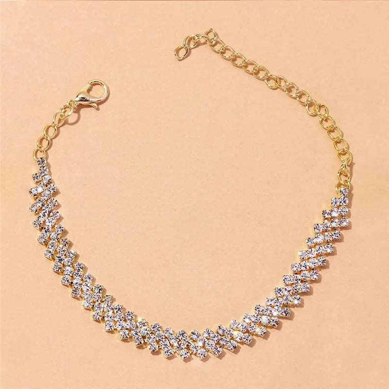 Shining Cubic Zirconia Chain Ankle Bracelet