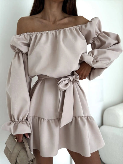 Off Shoulder Puff Sleeve Mini Dress