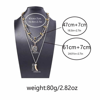 Vintage Metal Chains Choker Wolf Tooth Pendant Necklaces