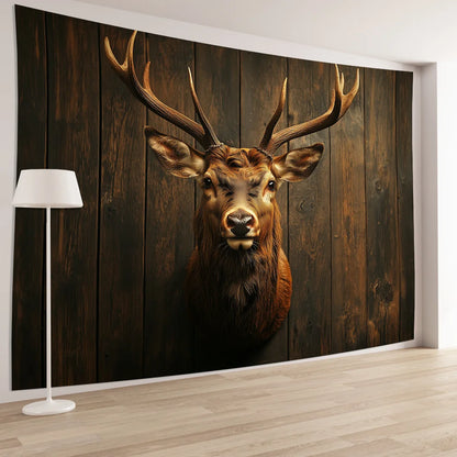 Classic Deer Head Tapestry Elegant Polyester Wall Art