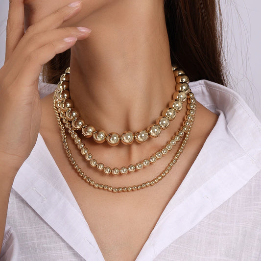 3pcs/set Cool CCB Beads Choker Round Ball Beaded Necklaces