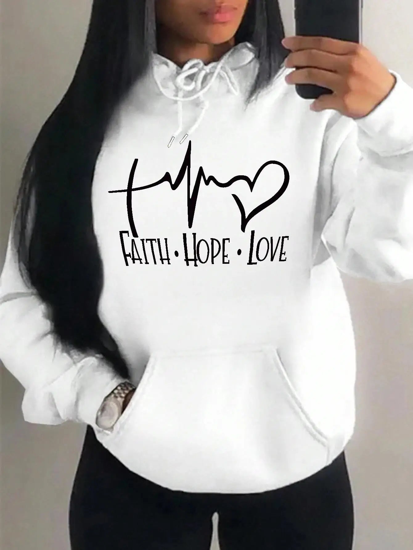 Faith Hope Love Letter Graphic Fleece Pullover