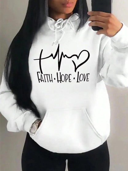 Faith Hope Love Letter Graphic Fleece Pullover