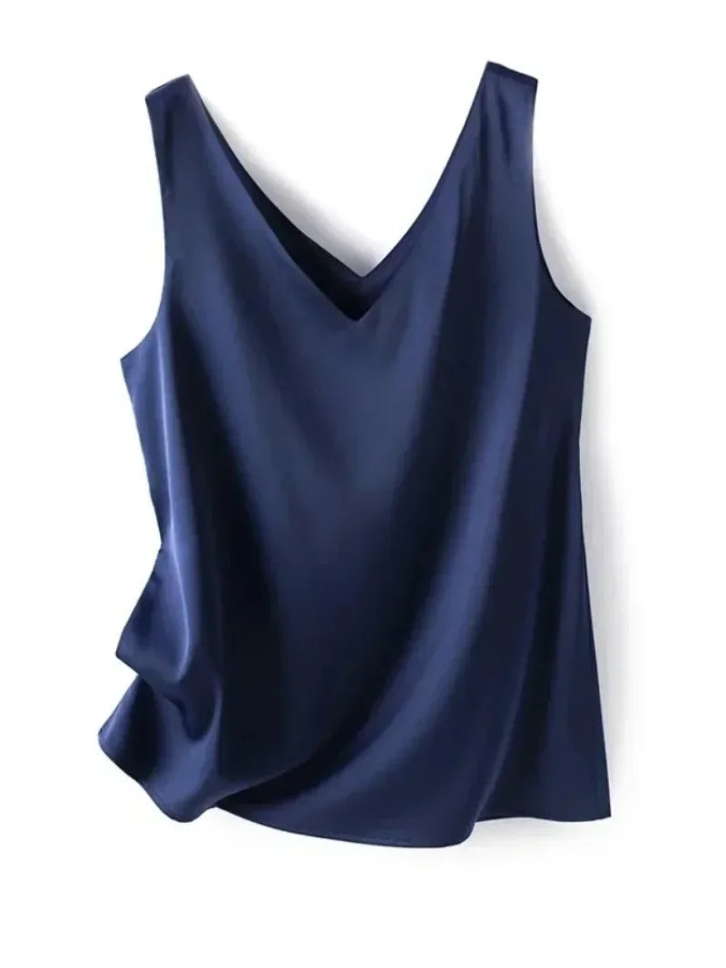 Elegant SILK Satin Sleeveless Blouse