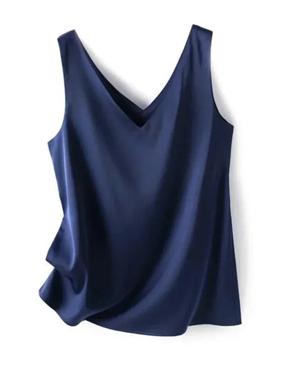 Elegant SILK Satin Sleeveless Blouse