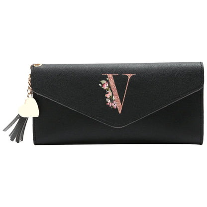 Black Small Leather Coin Rose Gold Wallet